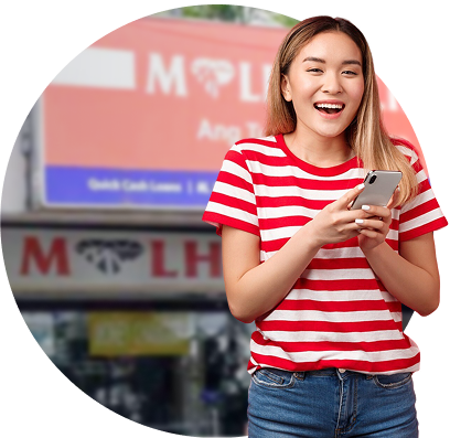 Woman using M Lhuillier app